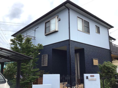 茨城県龍ヶ崎市 外壁屋根塗装｜カラーシミュレーションで決定した寒色系に変更