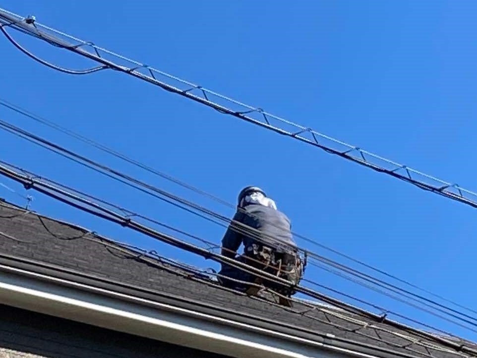 大網白里市でスレート屋根の棟包板金の交換工事の施工事例です
