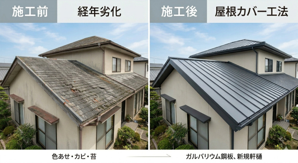【初めての屋根リフォーム】屋根カバー工法とは？メリット・デメリットや「葺き替え」との違いをプロが分かりやすく解説！
