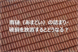 雨樋（あまどい）の詰まり・破損を放置するとどうなる？
