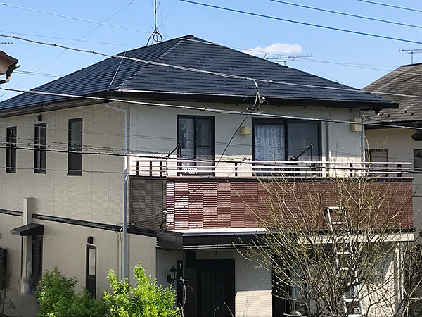茨城県牛久市外壁屋根塗装工事|色分けしたバルコニーがアクセントに
